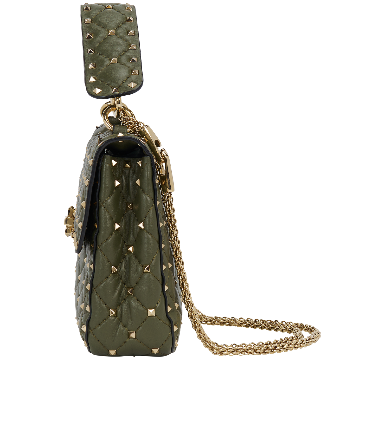 Rockstud Medium Spike Crossbody, &pound;450, Handbags, Green, Leather, Bottom view